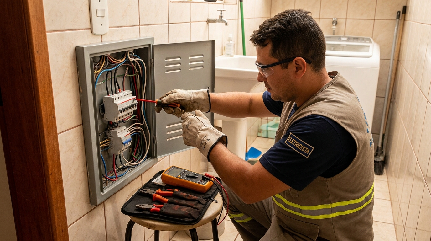 Instalacao de disjuntor residencial em Santos‑SP